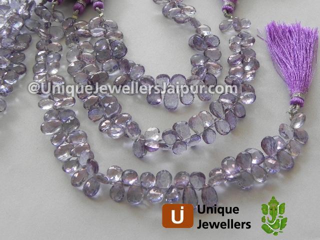 Purple Quartz Faceted Pear Beads
